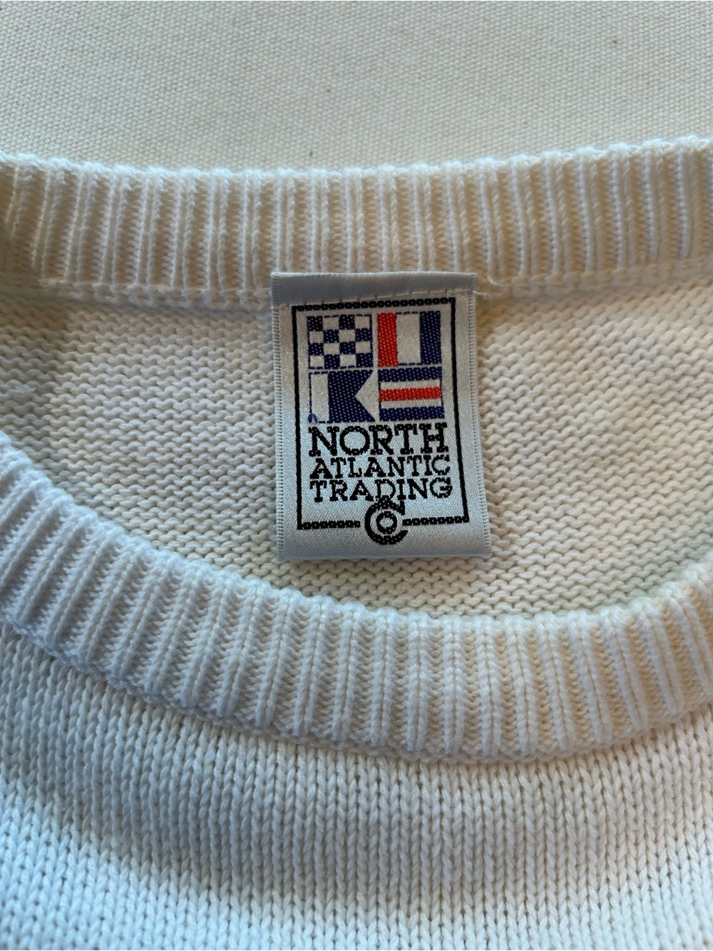 North Atlantic Trading Co. Vintage Nautical Flag Knit Sweater M/L - Picture 7 of 11